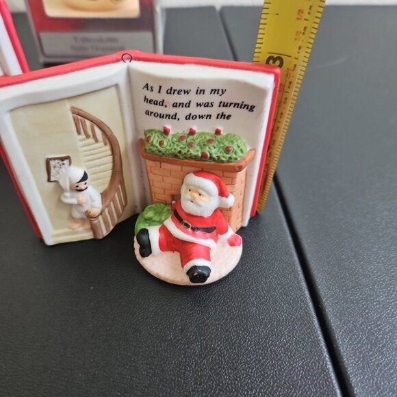 Lot of 10 Vintage Santa Ornaments Figurines Ceramic Plastic Blow Mold Taiwan - Picture 9 of 16